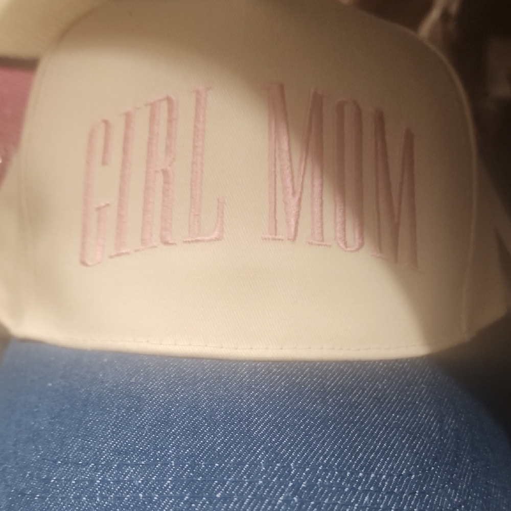 Girl Mom Cap in Cream and Blue